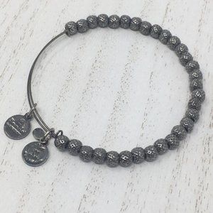 ALEX & ANI Beaded Spacer Charm Silver Tone Bangle
